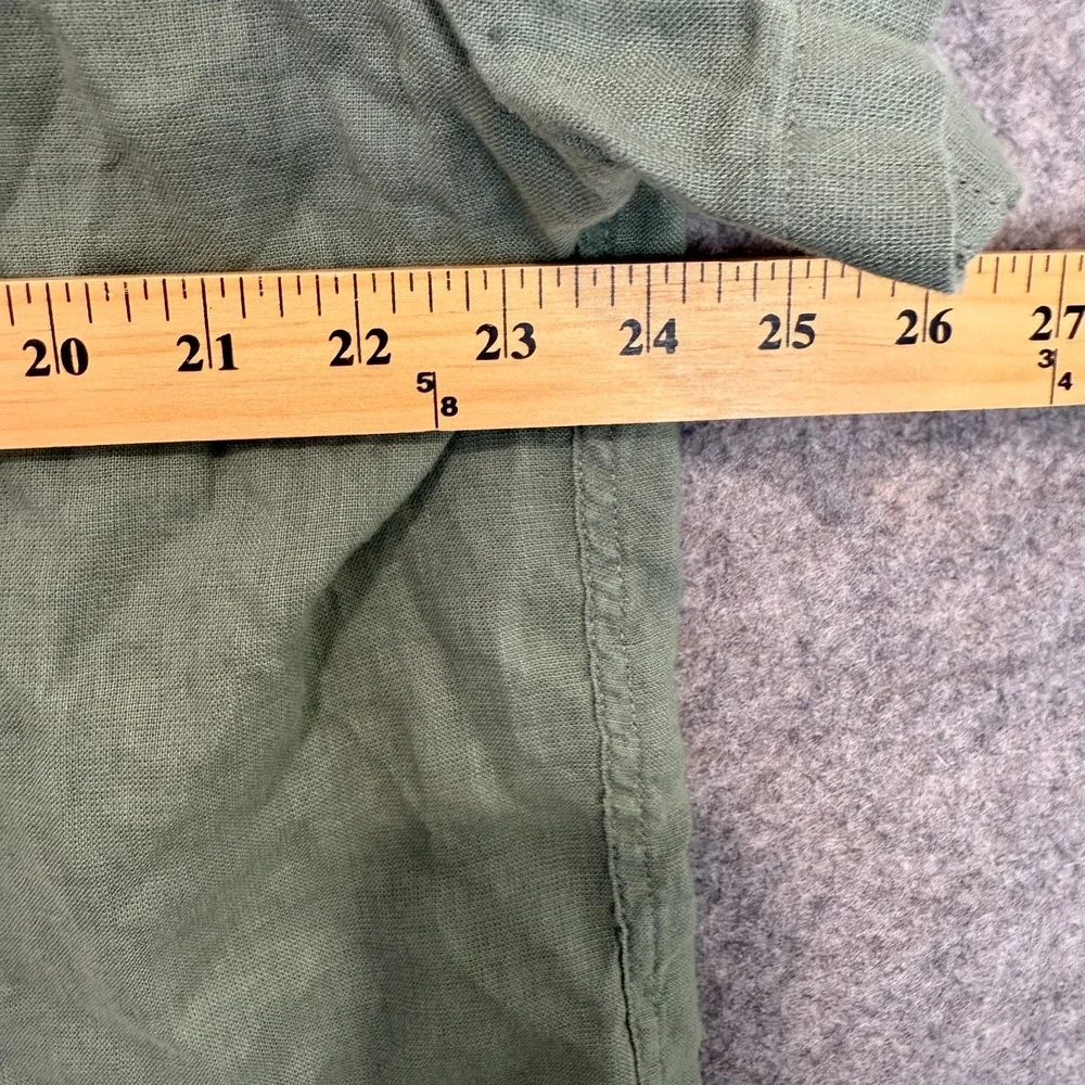Banana Republic Linen‎ Button Down Shirt Mens 2XL Slim Fit Pocket Dark Green